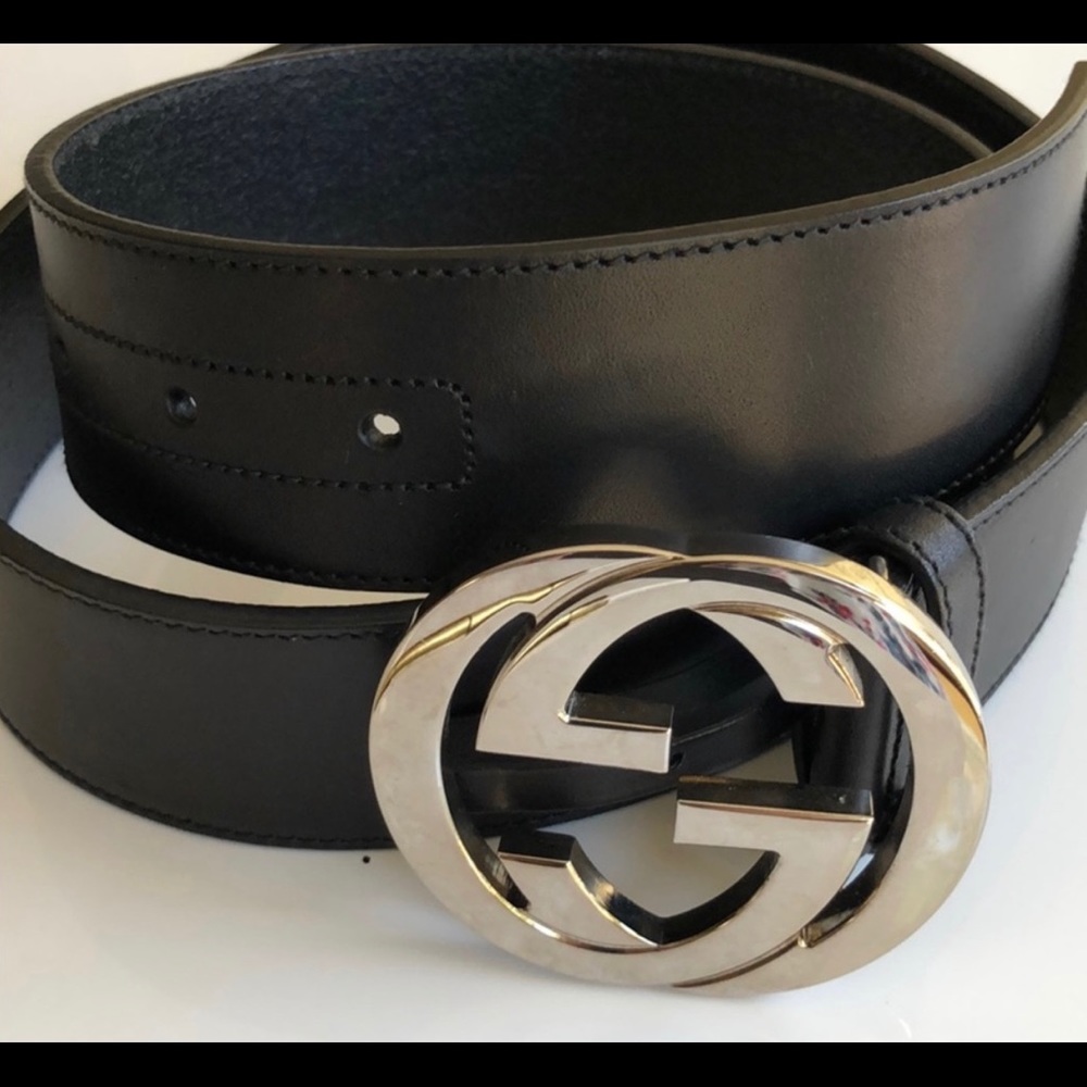 Beautiful Leather GUCCI Belt with Silver Buckle